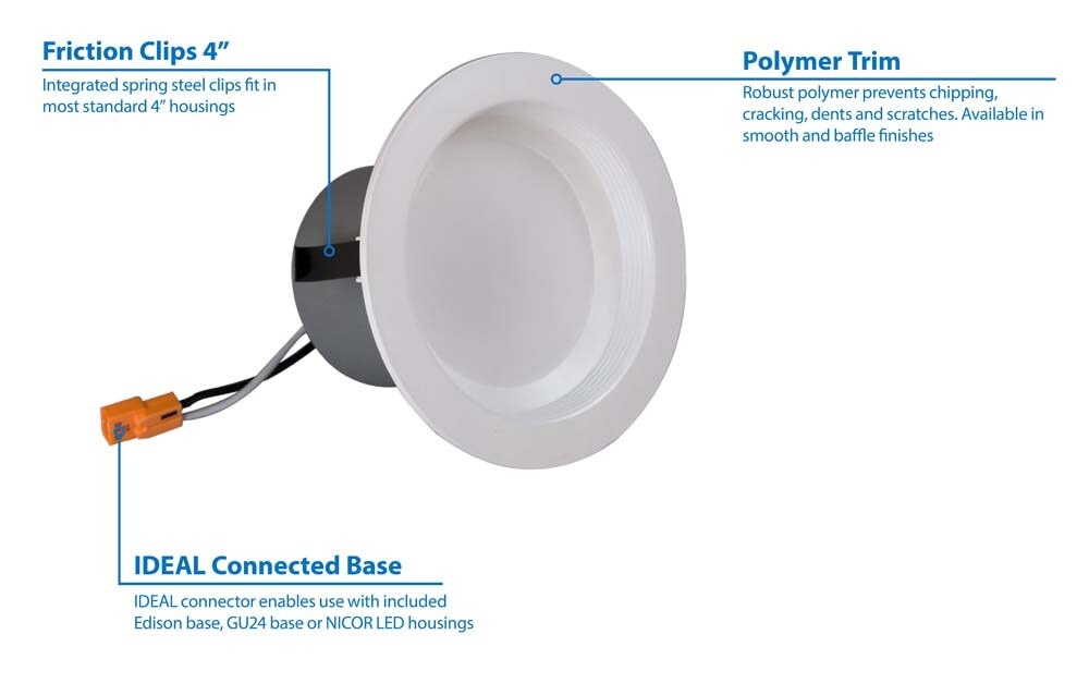 NICOR 4in. LED Downlight 644Lm 2700K in Black Round Recessed Light
