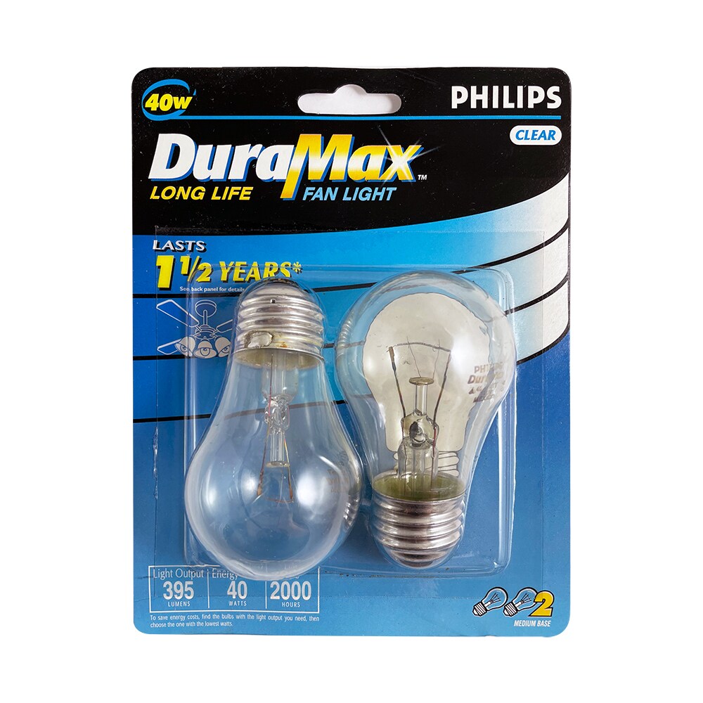 2PK - Philips 40w 120v A-Shape A15 Clear E26 DuraMax Fan Incandescent Light Bulb