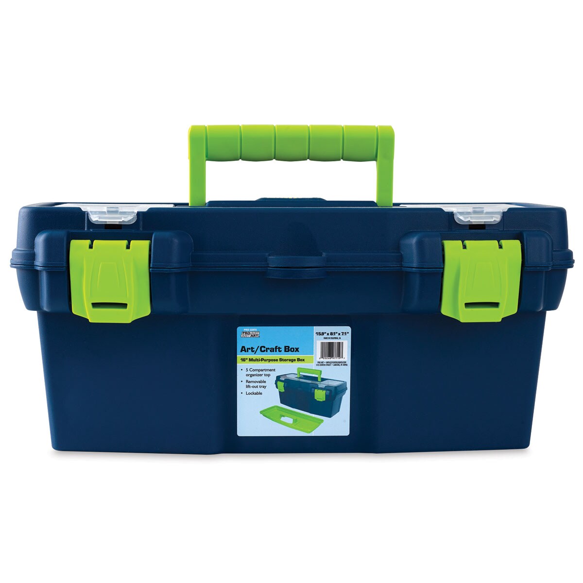 Artist Select Plastic Box - Blue/Green Trim, 16"L x 8"H x 7.25"W
