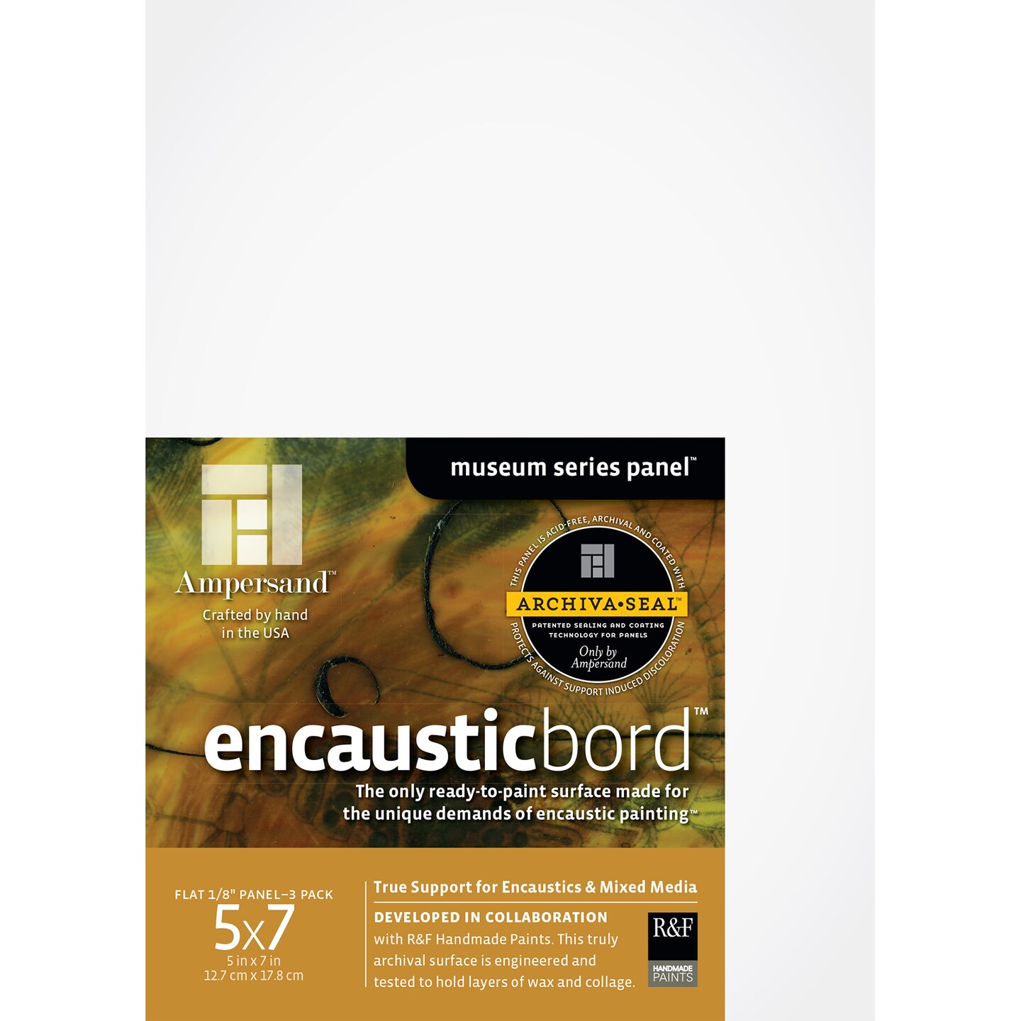 Ampersand Art Encausticbord, Uncradled, 1/8&#x22; Profile, 5&#x22; x 7&#x22;, 3/Pkg.