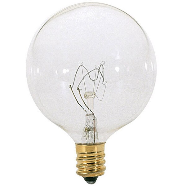 Satco S3821 15W 120V Globe G16.5 Clear E12 Candelabra base Bulb