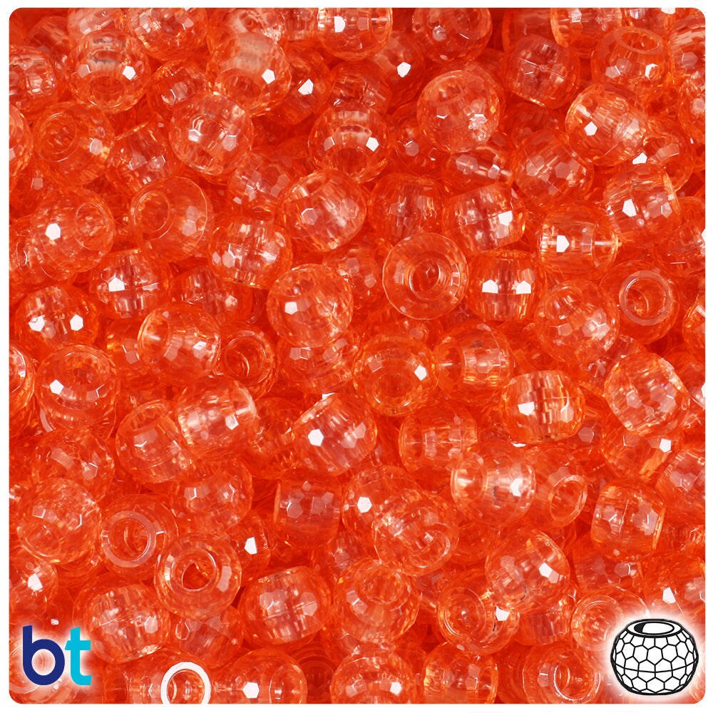 BeadTin Red Opaque 9mm Barrel Plastic Pony Beads (500pcs)