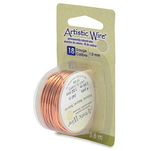Beadalon Artistic Wire, Colored Copper Craft Wire, 18 Gauge (1mm), 4 yds. Natural