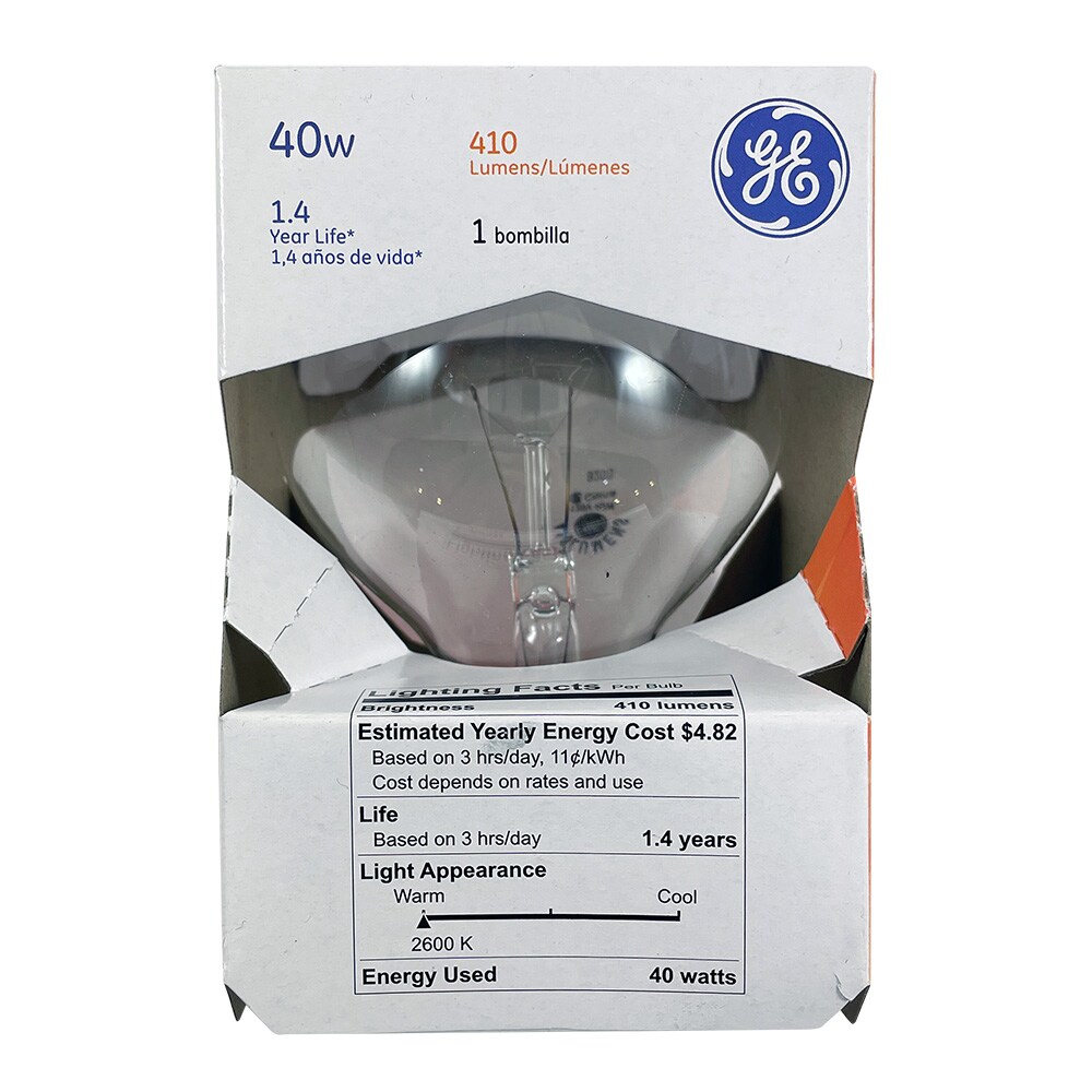 GE 40w 120V G25 Globe 410Lm 2600k Incandescent Bulb