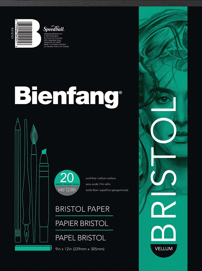 Bienfang 527K Bristol Board Drawing Paper Pad, 20 Sheets, Regular, 9" X 12"