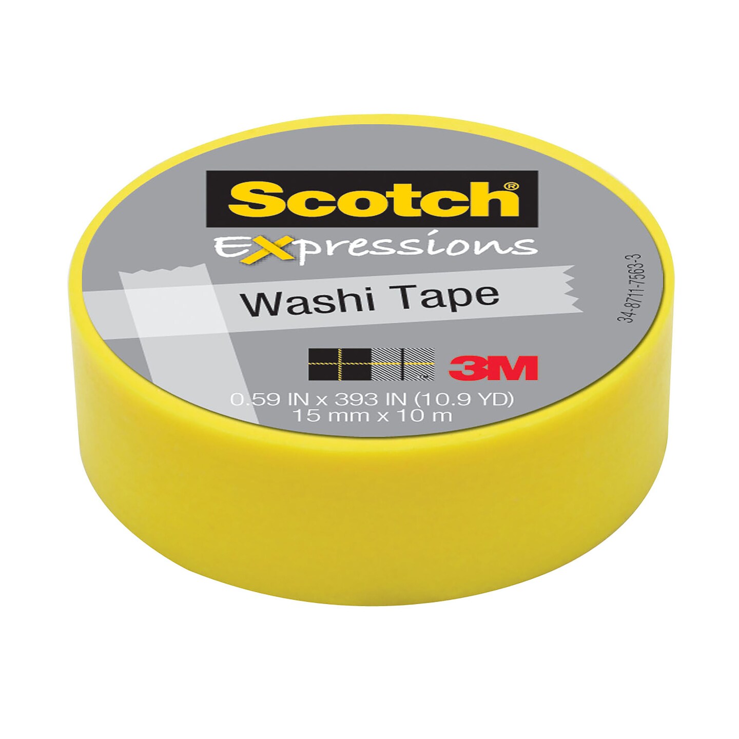 3M Expressions Washi Tape, .59&#x22; x 393&#x22;, Yellow