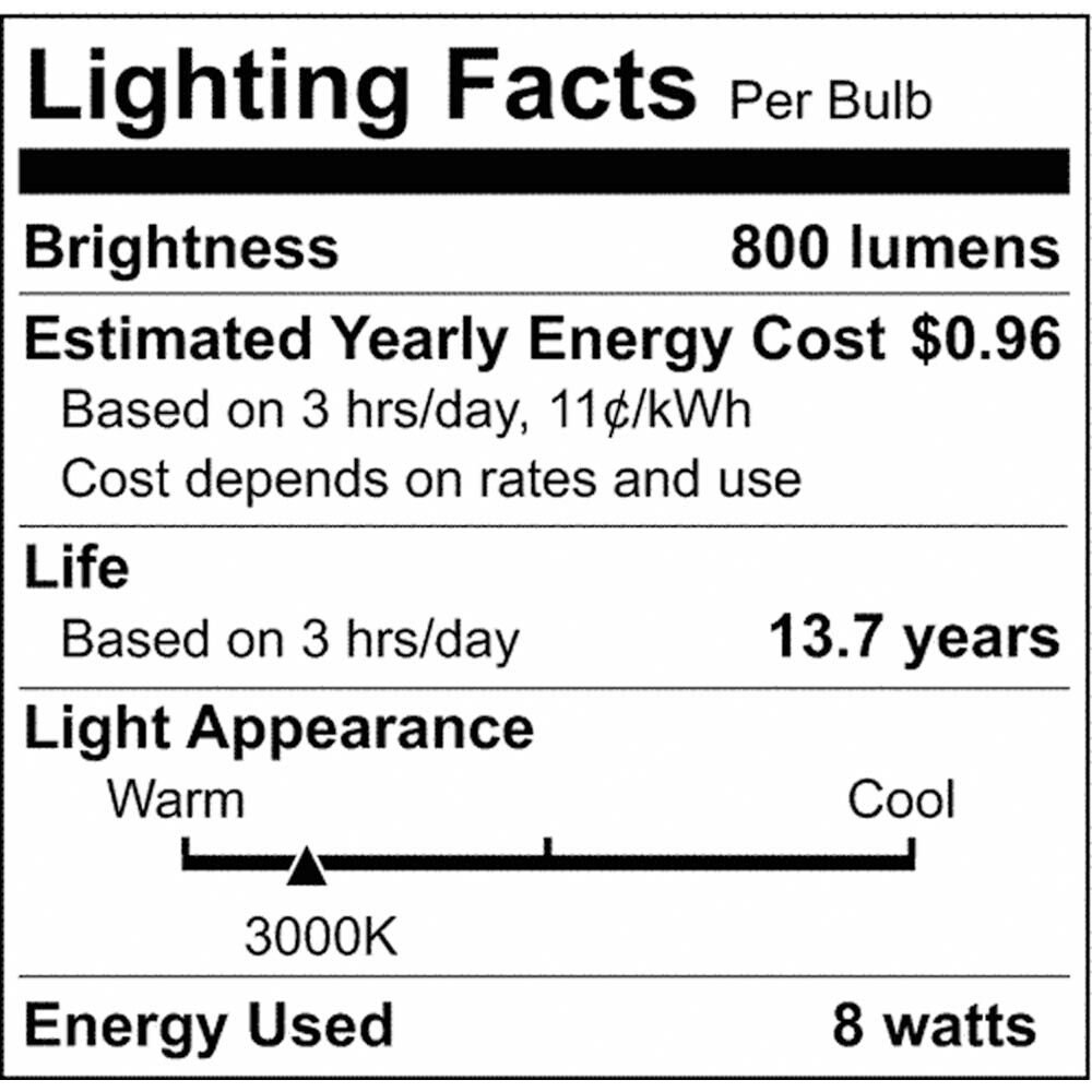 Satco 8w LED Bulb A19 Clear Finish 3000K - 60w-equiv