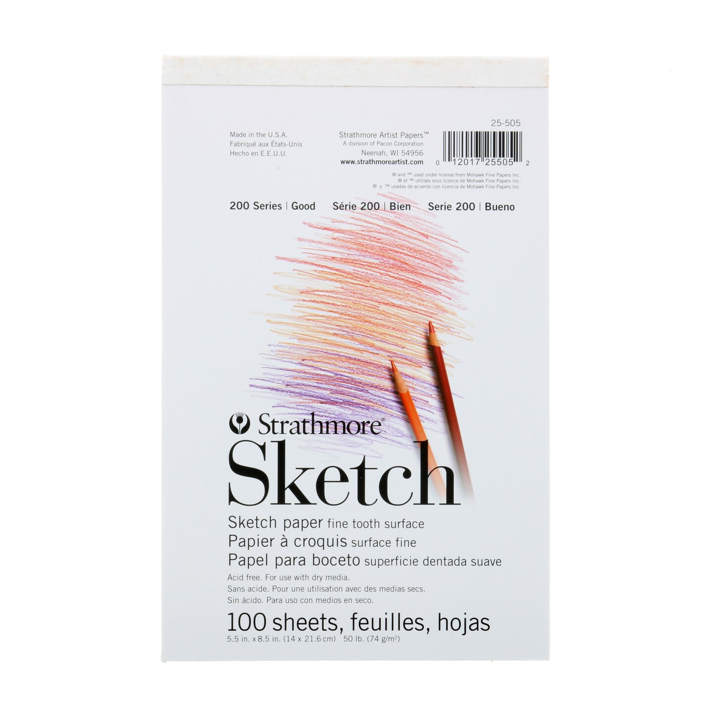 Strathmore - Sketch Paper Pad - 200 Series - 5.5" x 8.5" - Tape-Bound