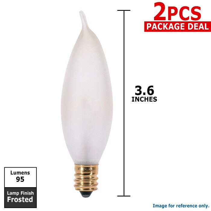 Satco S3777 15W 120V CA8 Frosted E12 Incandescent bulb - 2 pack