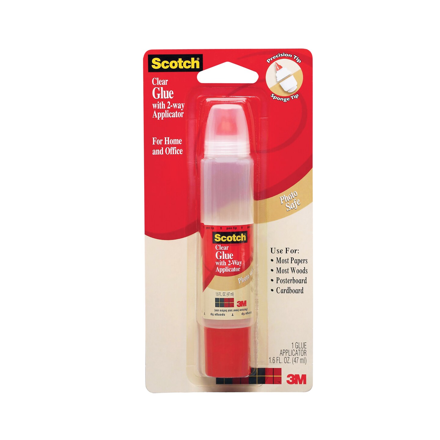 3M Scotch Clear Glue with 2-Way Applicator, 1.6 oz.