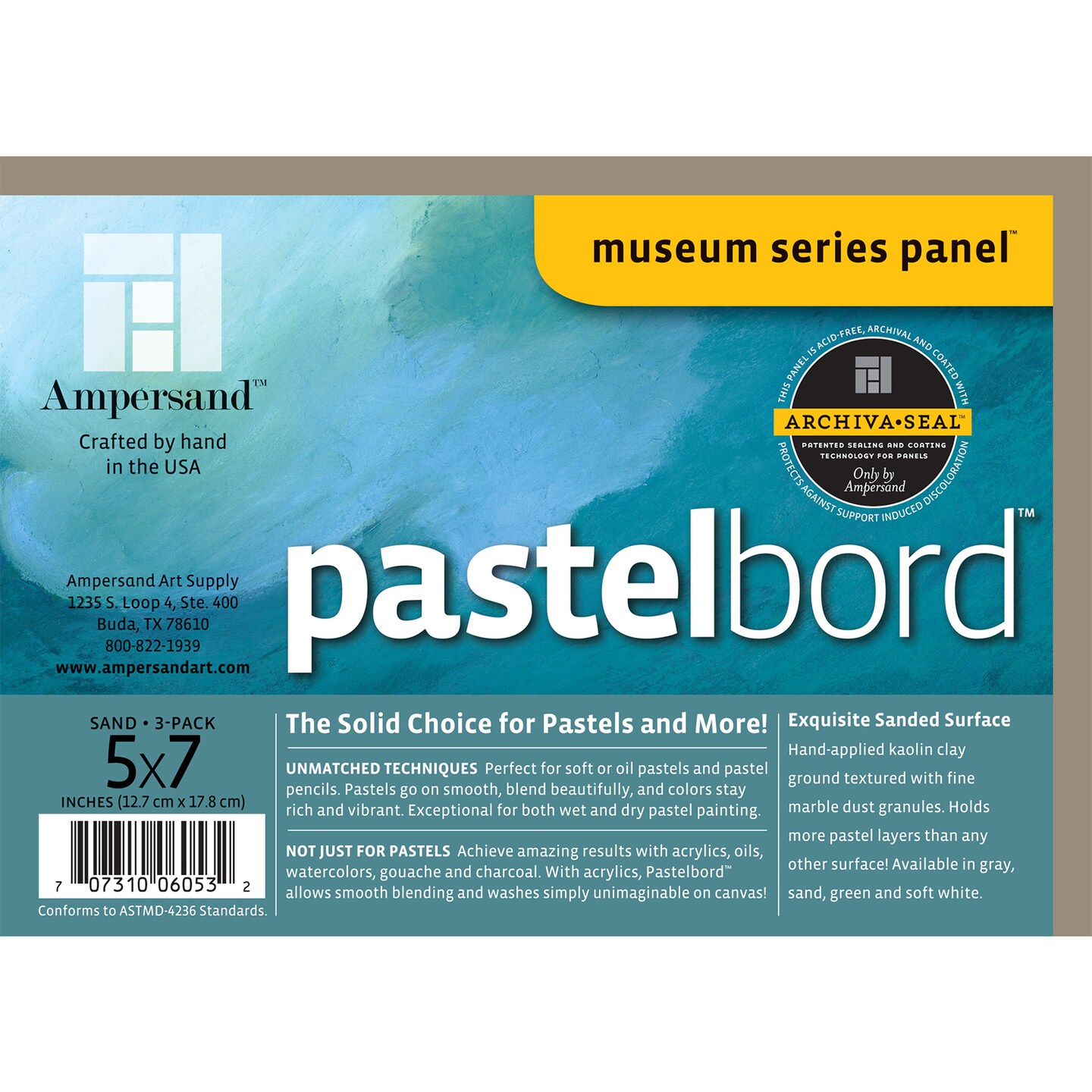 Ampersand Art Pastelbord, 5&#x22; x 7&#x22; Sand, 3/Pkg.