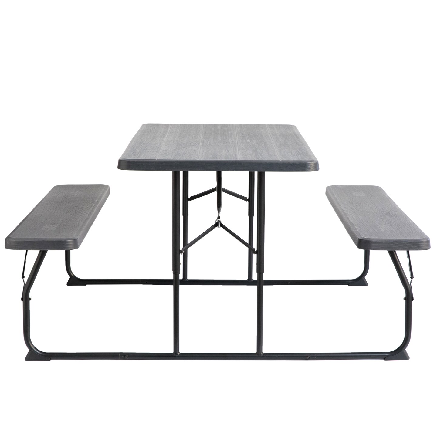 Gray Outdoor Foldable Woodgrain Portable Picnic Table Set