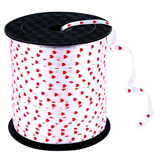 300 Yards Curling Ribbon Heart Balloon Ribbons Roll Crimps Ribbon for Valentine's Day Party Festival, Balloon Gift Wrapping, Art Craft, 5mm (White)