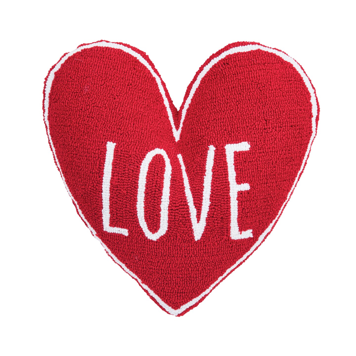 18&#x22; x 18&#x22; Valentine&#x27;s Day &#x22;LOVE&#x22; Heart Shaped Hooked Accent Throw Pillow