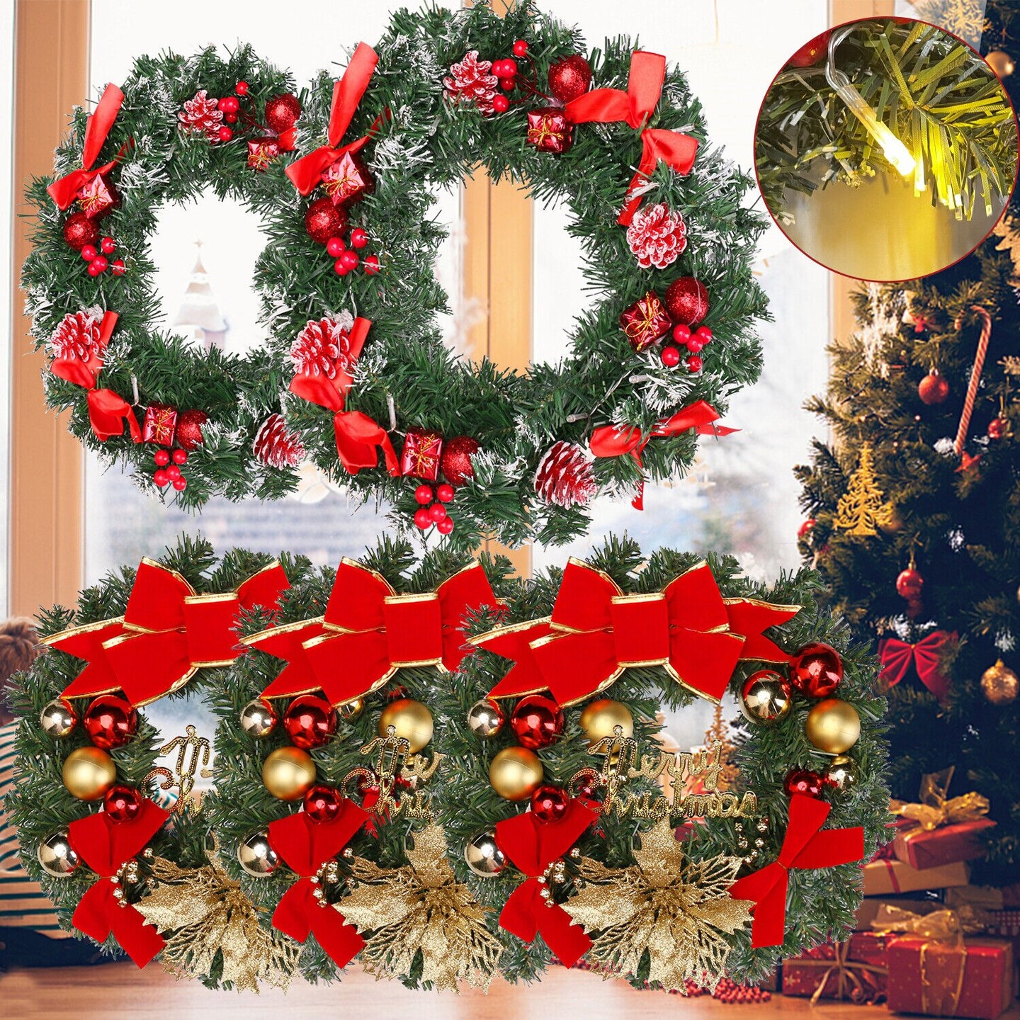 LED-Lit Christmas Wreath