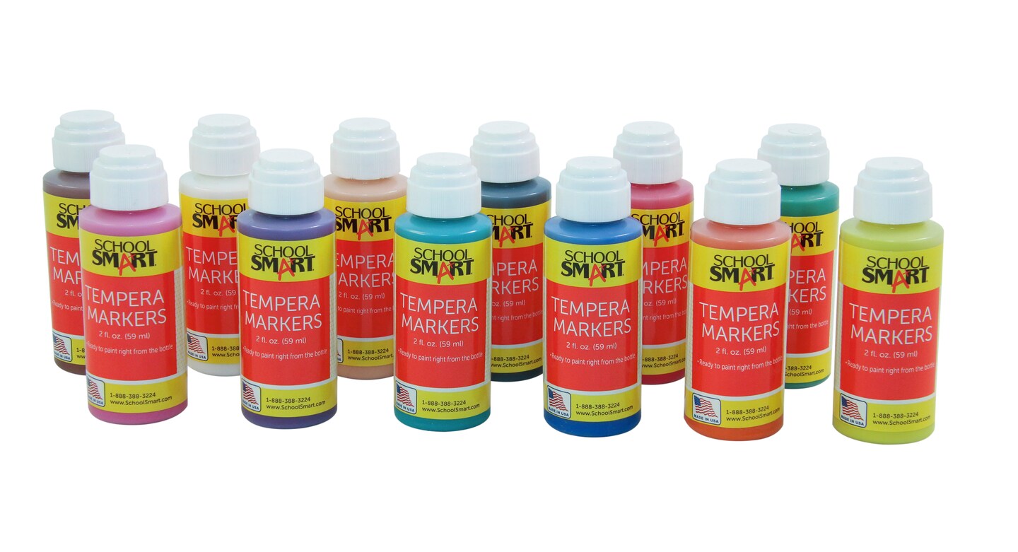 School Smart Tempera Paint Daubers, Poster Marker Set, Assorted Colors
