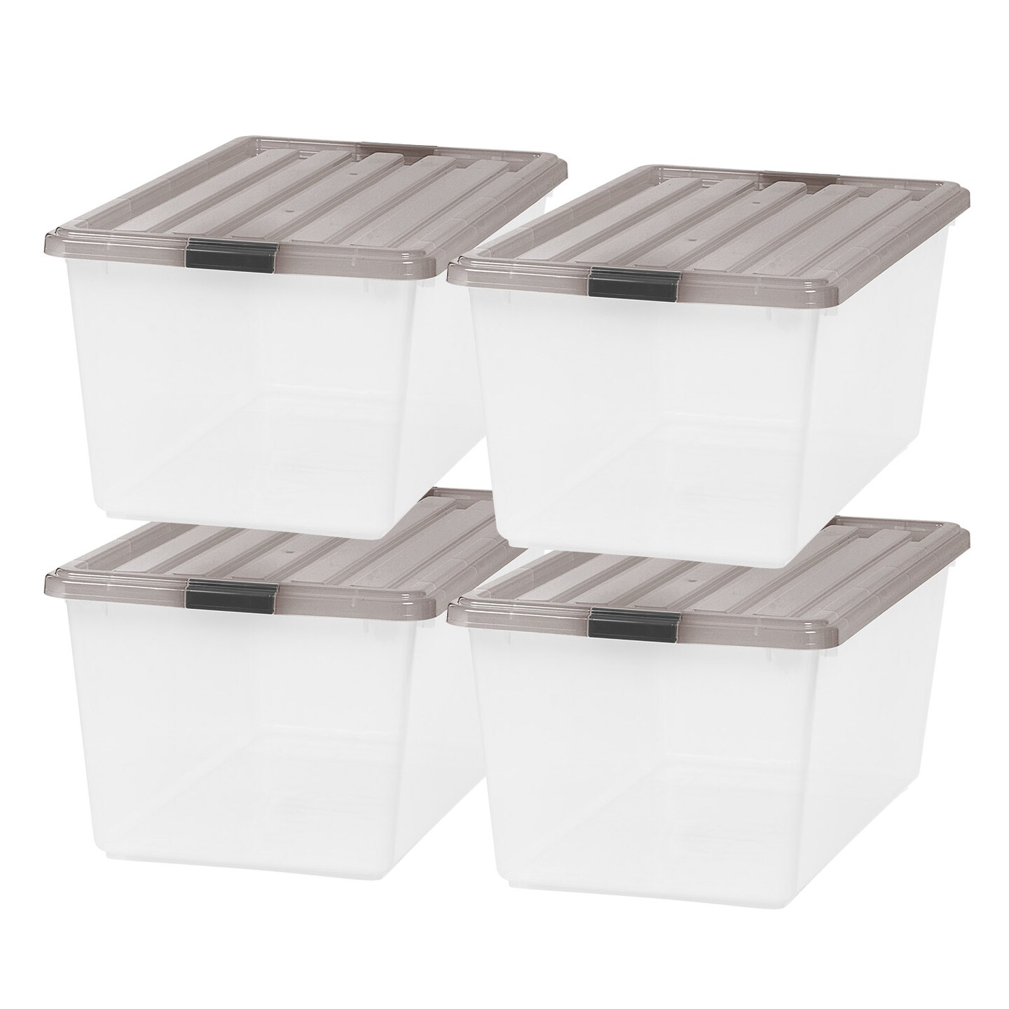 Iris Usa 4pack 91qt Christmas Plastic Storage Bins With Lids And Secure  Latching Buckles, Clear/red : Target