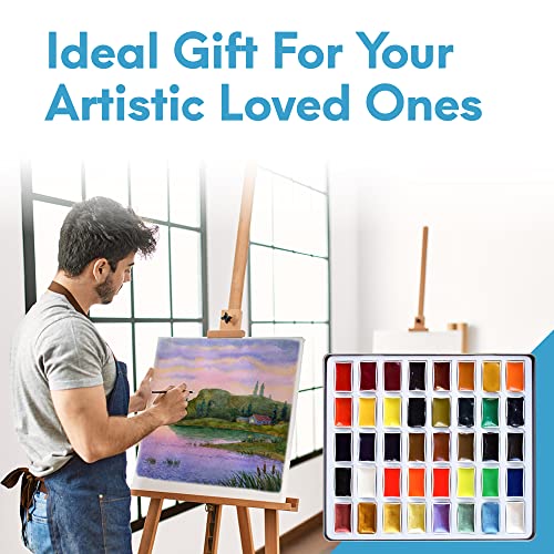 Premium Japanese Watercolor Paint Set – 40 Rich Water Color –Include Solid, Metallic & Neon Water Colors – Artist Quality– Watercolor Paint Perfect Travel Watercolor Set for Adults, Students