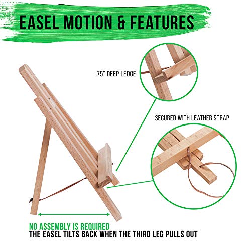 11" Small Tabletop Display Stand A-Frame Artist Easel - Beechwood Tripod, Painting Party Easel, Kids Students Classroom Table School Desktop - Portable Canvas Photo Picture Sign Holder