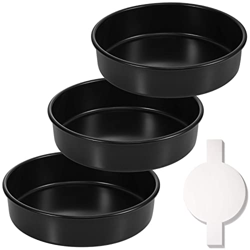 Set of 3, 8-Inch Round Cake Pan Nonstick Baking Cake Pans with 90 Pieces Parchment Paper, Dishwasher Safe