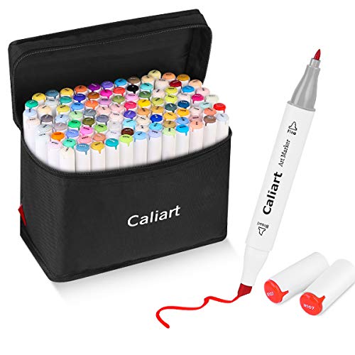 Caliart Markers, 100 Colors Dual Tip Art Markers Sketch Pens Permanent  Alcohol Based, with Case for Adult Kids Halloween Drawing Sketching (White