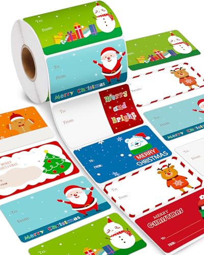 500 Pieces Christmas Gift Tags Stickers for Christmas Presents, Christmas Name Tags Stickers Self Adhesive Christmas Labels for Gifts Bags Boxes Xmas Holiday Wrapping Paper