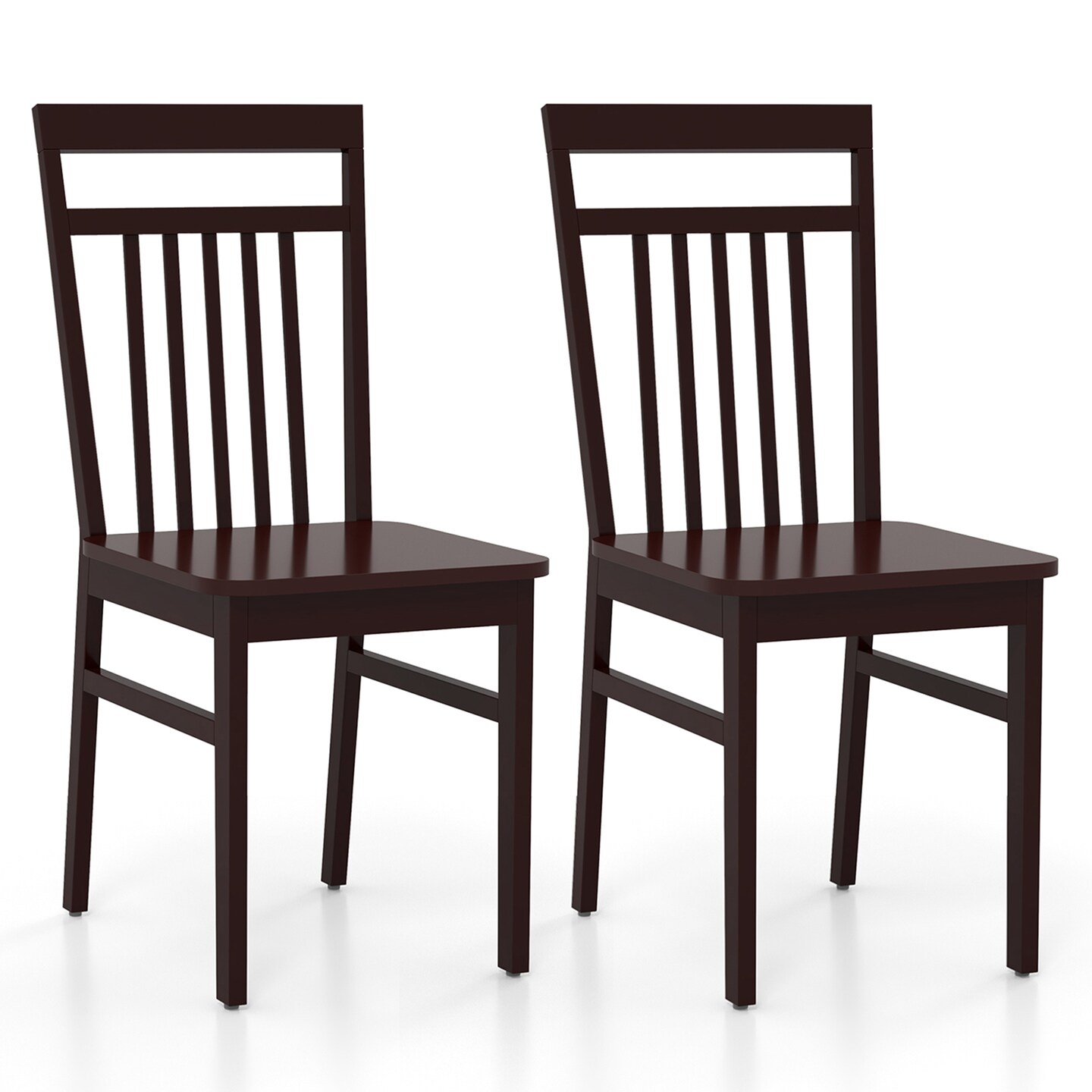 Costway Farmhouse Dining Chair Set of 2/4 Armless Wooden Chair with Slanted High Backrest