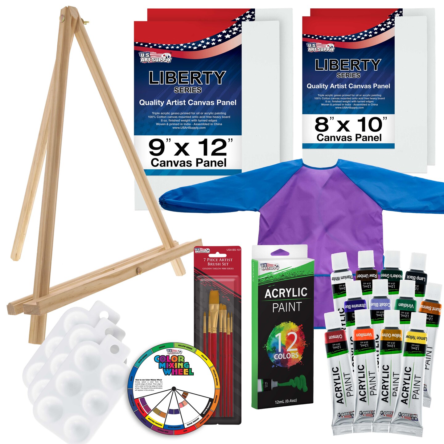  SRMI 31Pcs Kids Paint Set Art Supplies for Kids 9-12 Acrylic  Paint Set Kids Painting Set 4 Canvas Panels 12 Washable Acrylic Paints Kids  Art Smock Table Easel Drawing Kit for