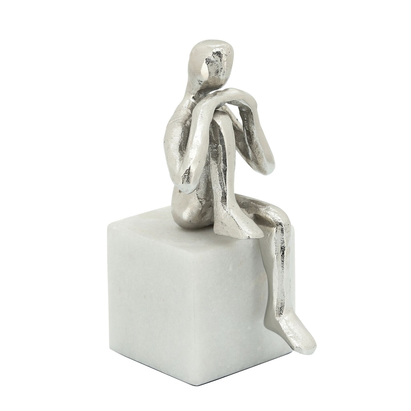 Kingston Living Sitting Leg Up Bookends - 7&#x22; - Silver and White - Set of 2