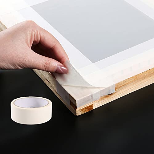 24 Pieces Screen Printing Kit, Include 3 Sizes Wood Silk Screen Printing Frame with 110 Mesh, Screen Printing Squeegees, Transparency Inkjet Film, Masking Tape