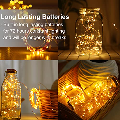 LEDIKON 20 Pack LED Fairy Lights Battery Operated String Lights - 3.3ft 20 LED,Copper Wire Warm White | Wedding,Party Centerpieces,Table Decor | DIY Crafts,Graduation,Home Decor | Mason Jars D&#xE9;cor