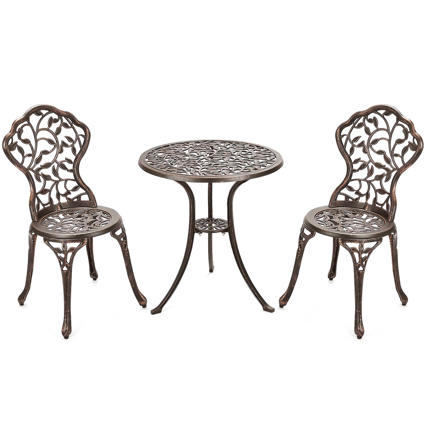 3 Piece Patio Bistro Set Cast Aluminum Outdoor Table and Chairs