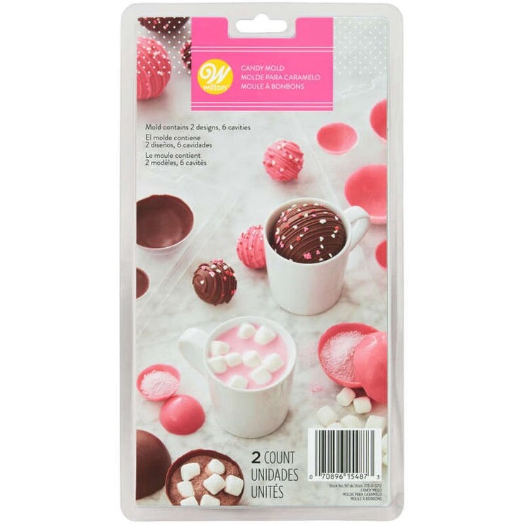 Valentine&#x27;s Day Hot Cocoa Bomb Plastic Candy Mold, 6-Cavity