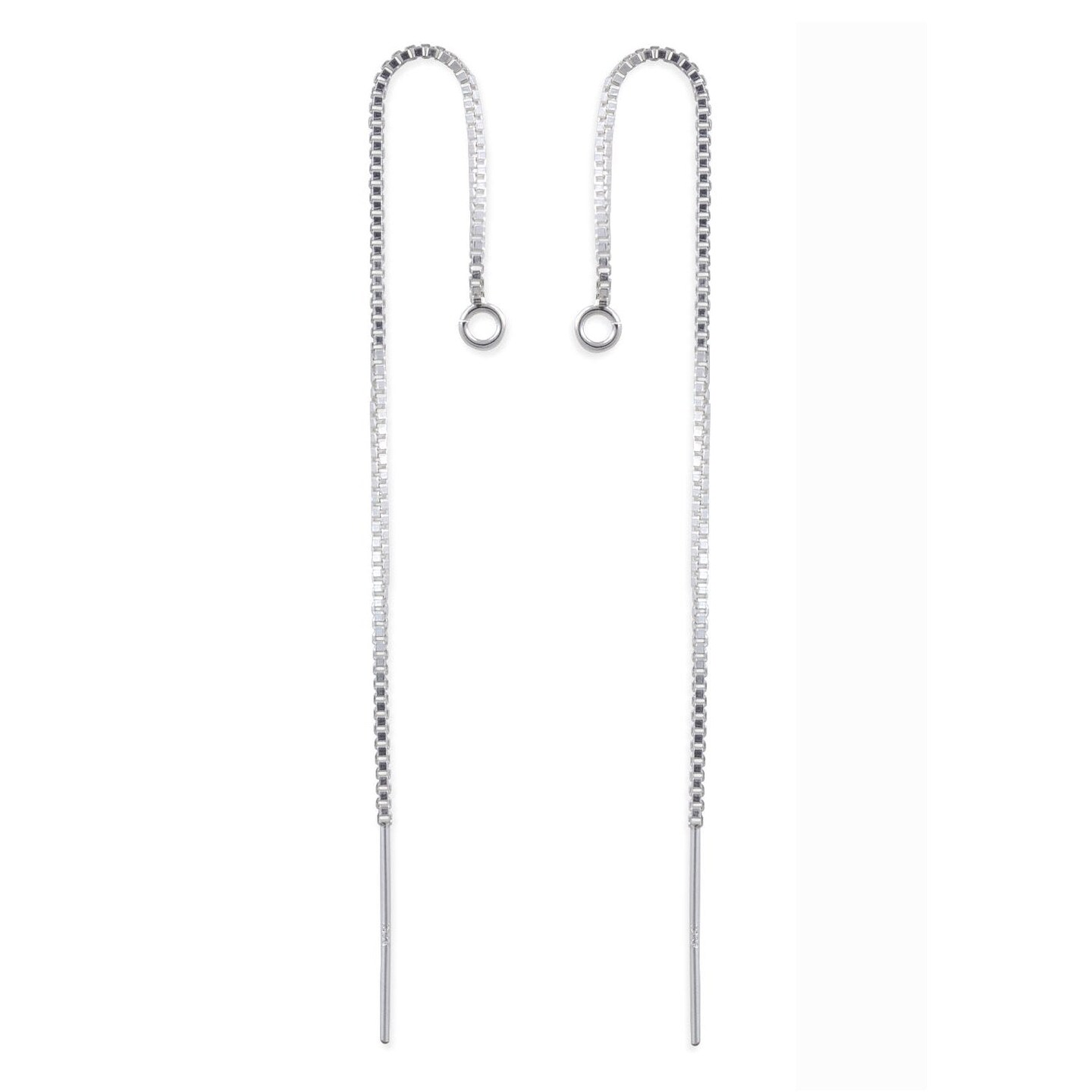 JewelrySupply Sterling Silver Box Chain Earring Threaders with Open Ring Sterling Silver (1 Pair of Sterling Silver Earrings)