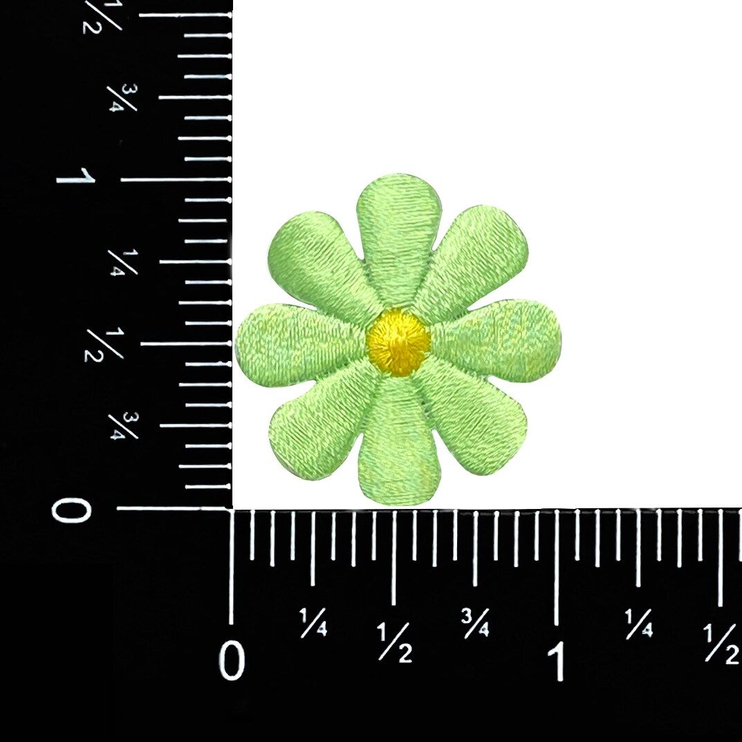 1&#x22; Neon Green Daisy, Flower, Embroidered, Iron on Patch