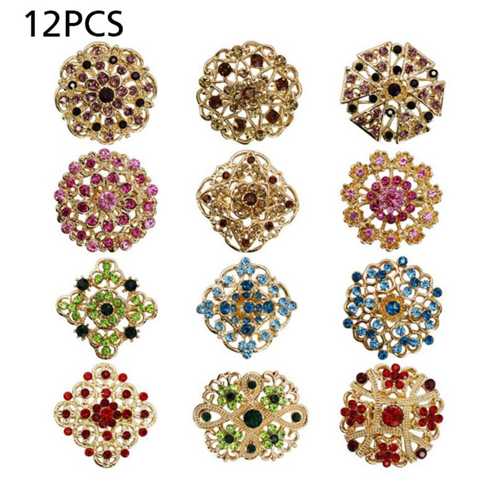 Vintage Alloy Rhinestone Brooch Lot for Wedding DIY Bouquets