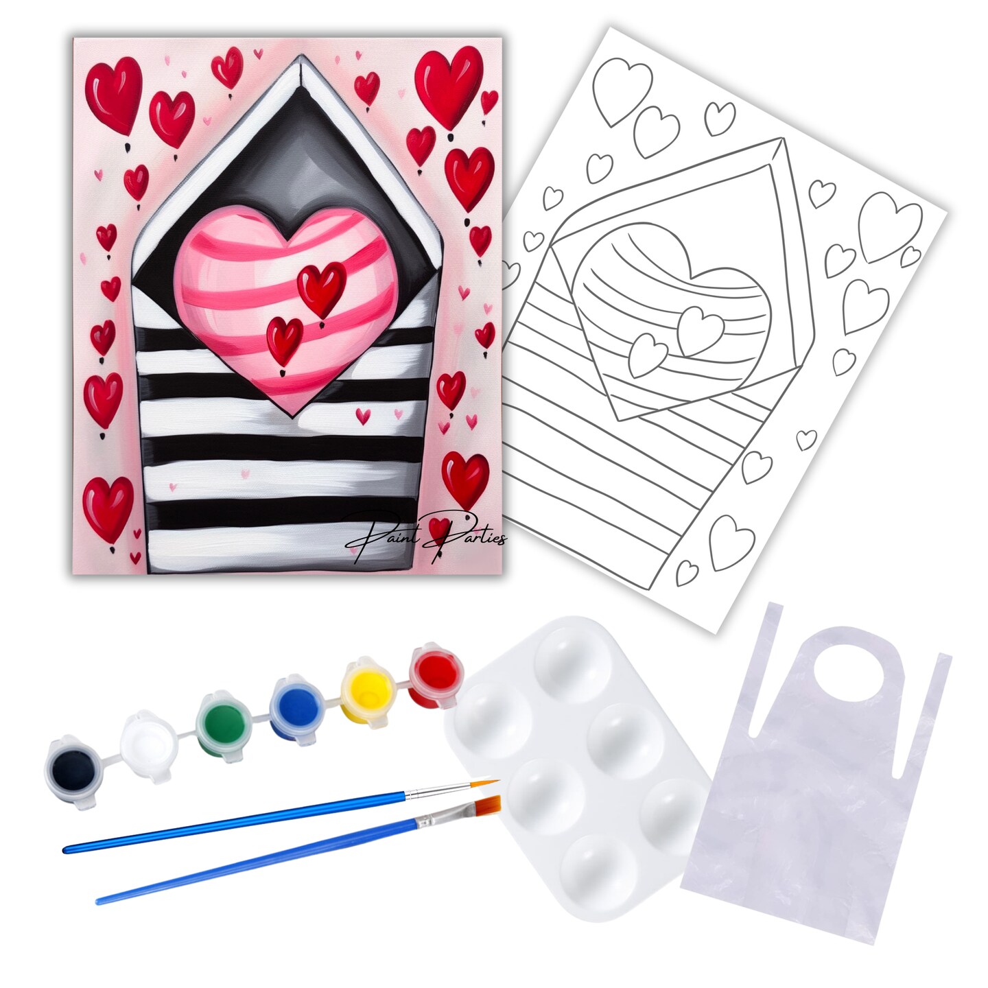 "Love Letter" DIY Canvas Art Kit, Adult Beginner, Acrylic Paint Size 11x14 inch