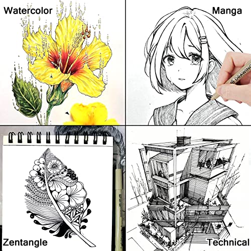Fineliner Drawing Art Pens: 12 Black Fine Line Waterproof Ink Set Artist Supplies Archival Inking Markers Liner Professional Sketch Outline Crafts Anime Sketching Watercolor Zentangle Kit Stuff