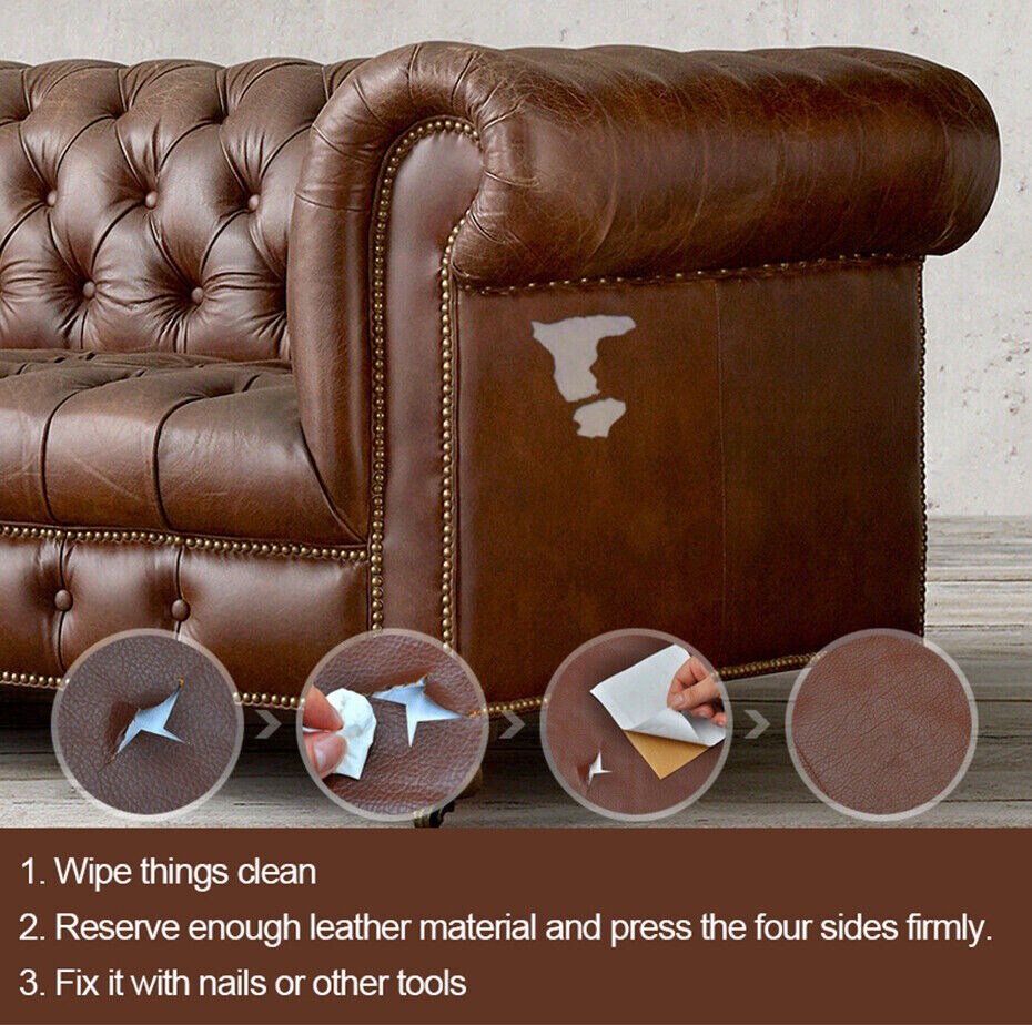 Self-Adhesive Leather Repair Patch for Sofa, Car, Bag, and Seat