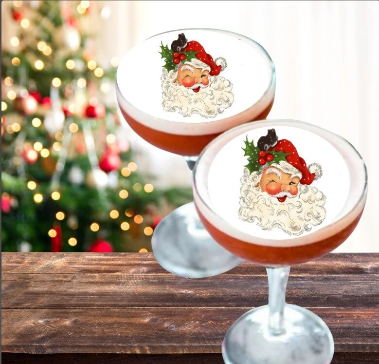 12 Edible 2 Cocktail Drink Toppers Santa Why You Judgin Funny Holiday  Christmas