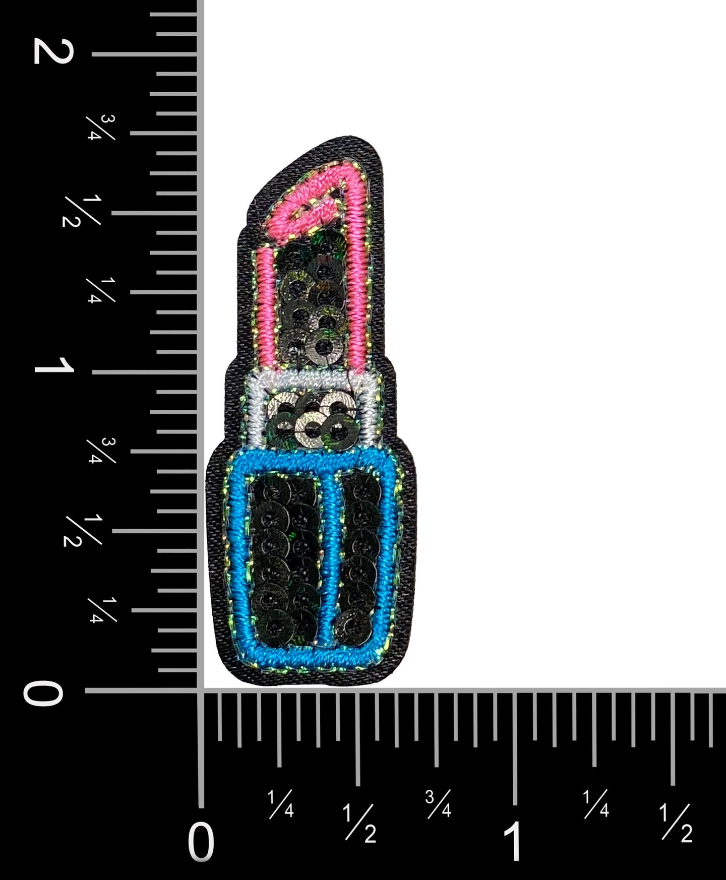 Black Sequin Lipstick Embroidered Iron on Patch