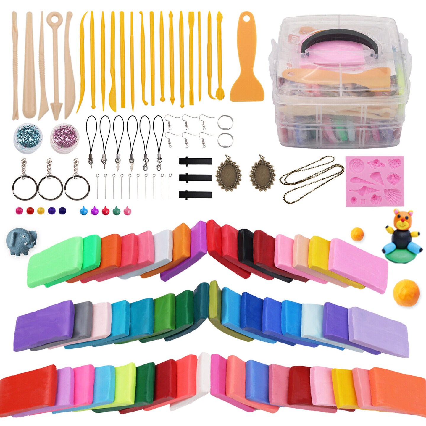 Kitcheniva 50 Colors DIY Polymer Clay Kit Oven Bake Non-Toxic