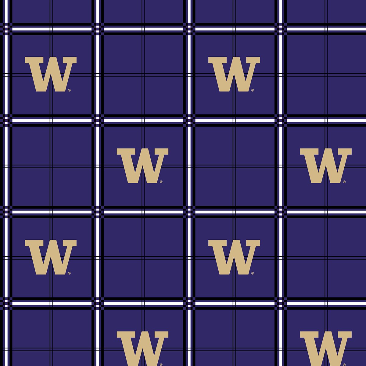Sykel Enterprises-University of Washington Flannel Fabric-Washington Huskies Plaid Cotton Flannel Fabric