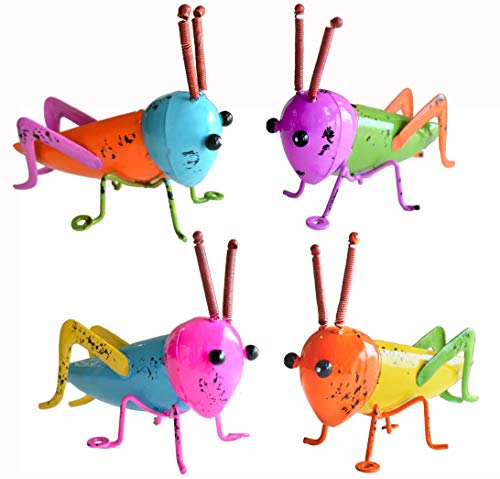 4 Pieces Metal Garden Decor for Outside,Cute Grasshopper Outdoor Wall Art Decorative for Backyard,Patio,Tree,Lawn