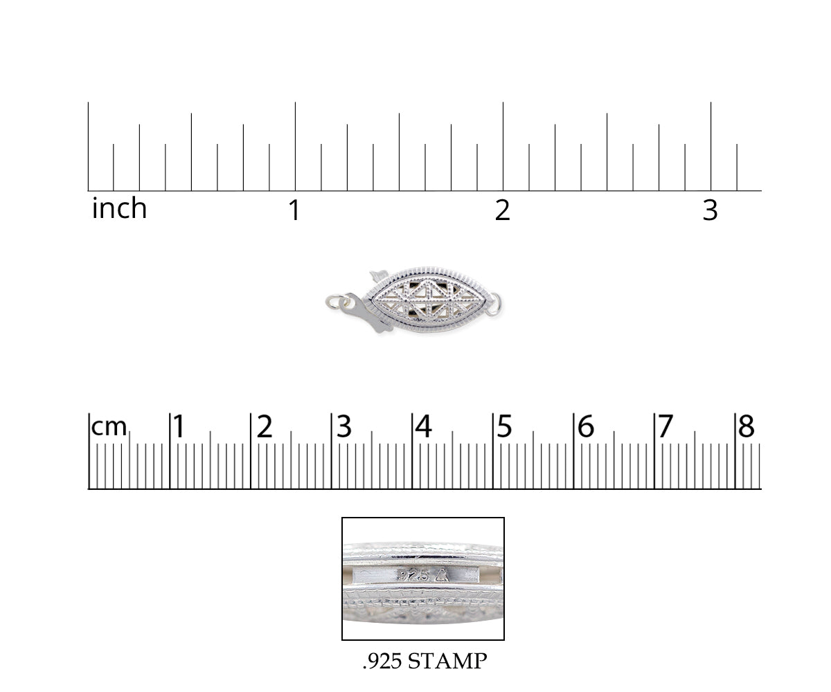 JewelrySupply Sterling Silver Filigree Pearl Necklace Clasp (19x8mm) Sterling Silver with .925 STAMP