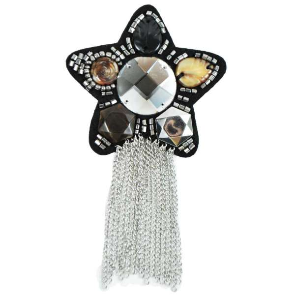 Star Beaded Brooch with Chains