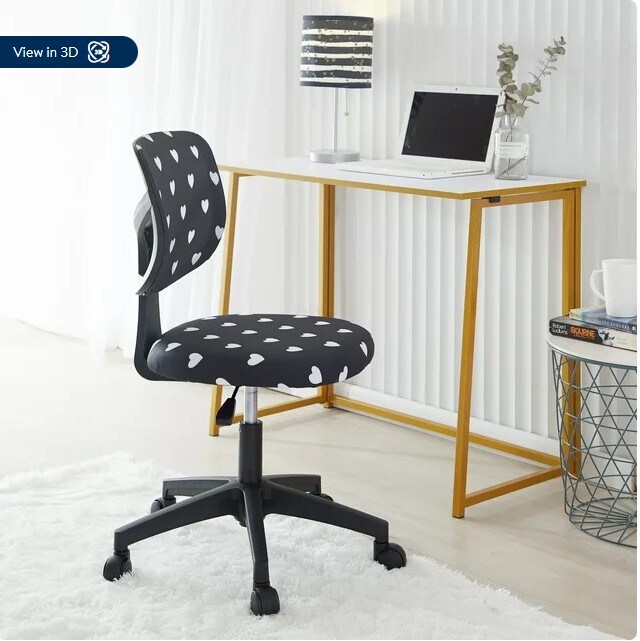 Black and White Hearts Swivel Mesh Task Desk Office Chair