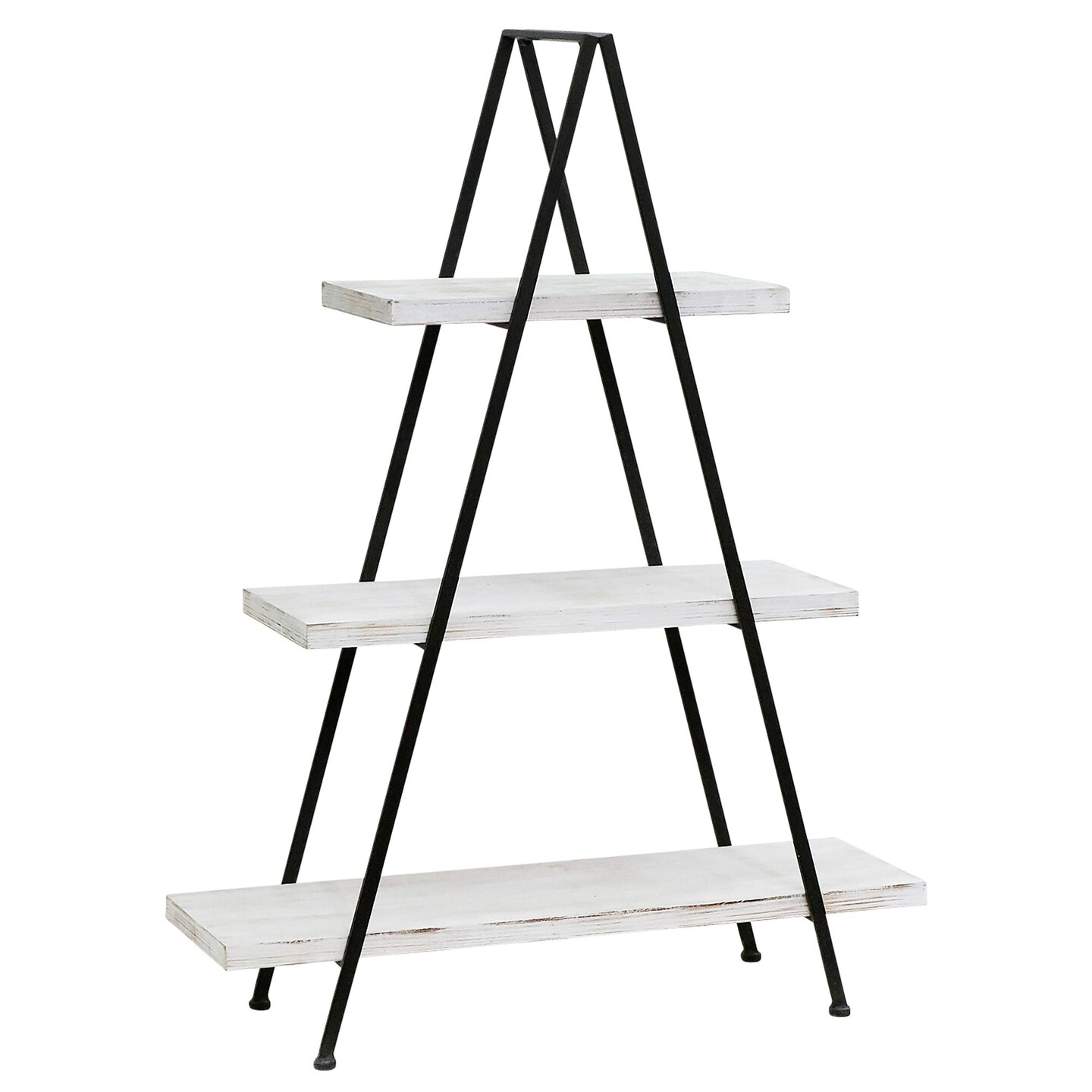 Kingston Living 3-Tier Pyramid Shaped Shelf - 54" - White and Black