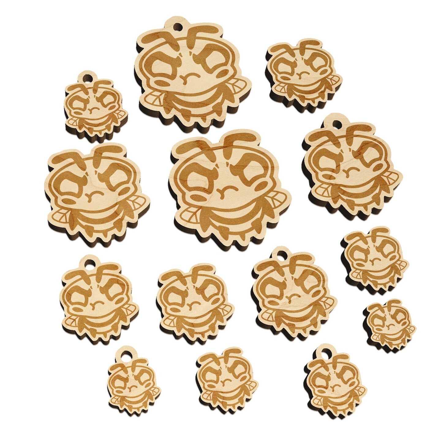 Cute Bee Mad Grumpy Mini Wood Shape Charms Jewelry DIY Craft