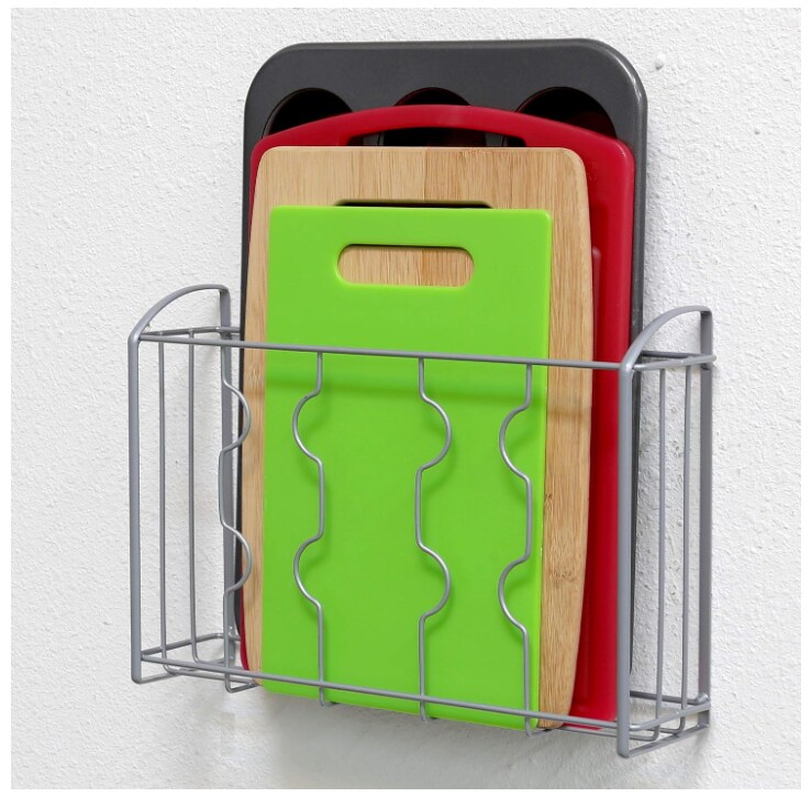 Kitchen Over The Cabinet Door Organizer Holder, Silver
